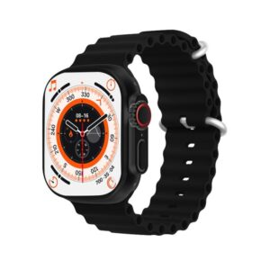 T800 Ultra Smartwatch – 1.99'' HD Display, Wireless Charging, Fitness Tracker, Bluetooth Call, Heart Rate Monitor, Waterproof - Compatible with Android & iOS (Black,Orange)