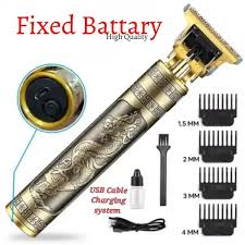 Men Vintage Professional T9 Golden Metal Trimmer With 4 Guide Combs Brush 1200Mah Li-Ion Battery, 120 Minutes (Gold)